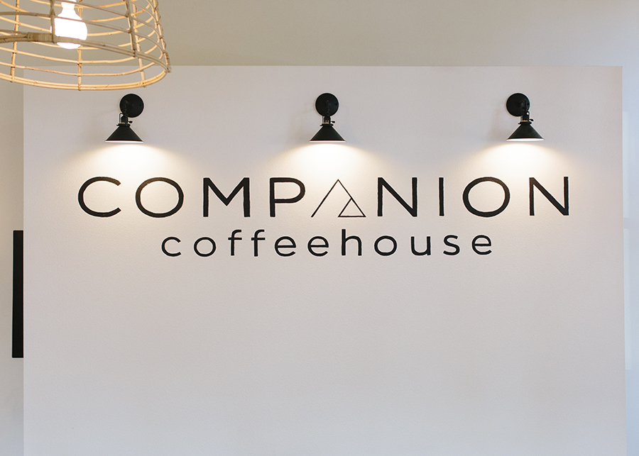 A close up of the coffeehouse’s minimalist signage